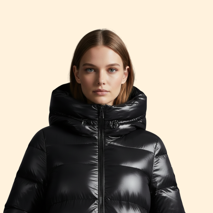 Women’s Long Puffer Jacket with Hooded Design