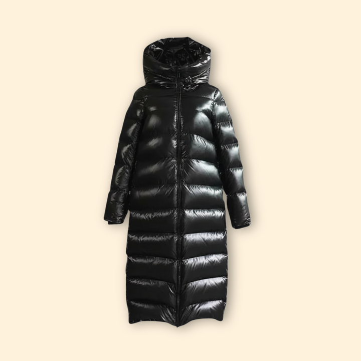 Women’s Long Puffer Jacket with Hooded Design
