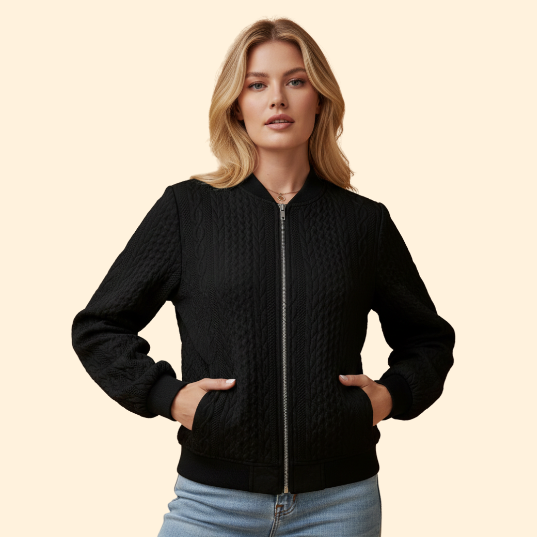 Women’s Bomber Jacket with Textured Knit Design