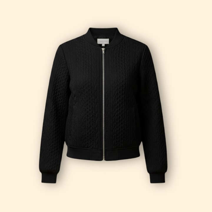 Women’s Bomber Jacket with Textured Knit Design