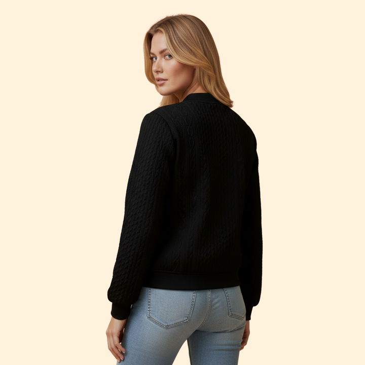 Women’s Bomber Jacket with Textured Knit Design