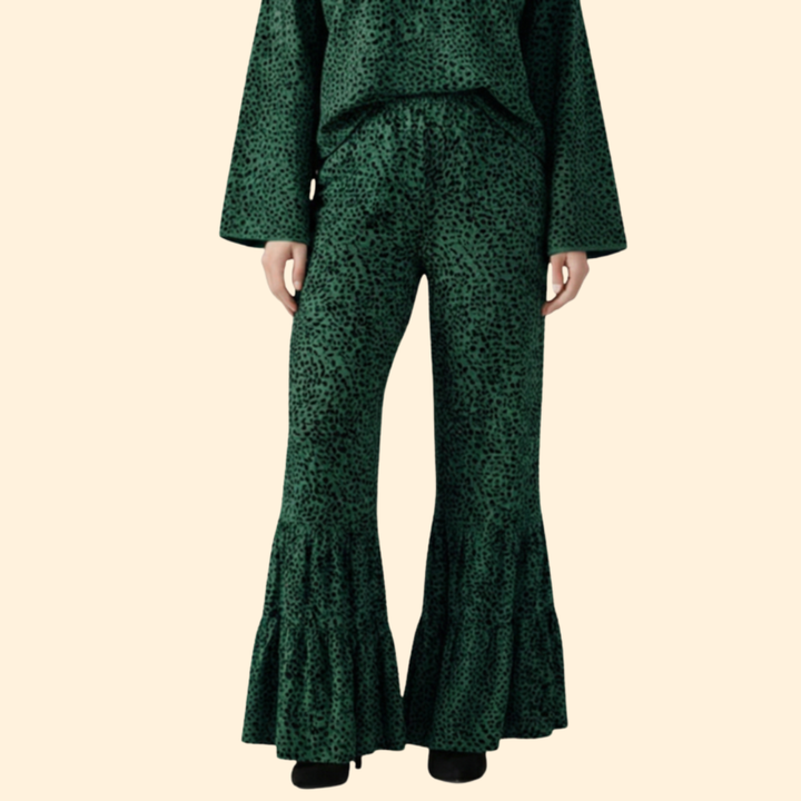 Women’s Flare Leg Pants with Ruffle Hem
