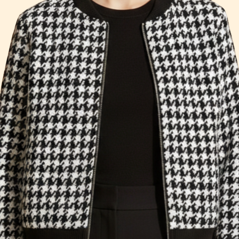 Women's Houndstooth Bomber Jacket