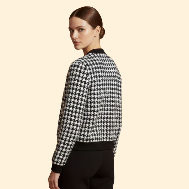 Women's Houndstooth Bomber Jacket