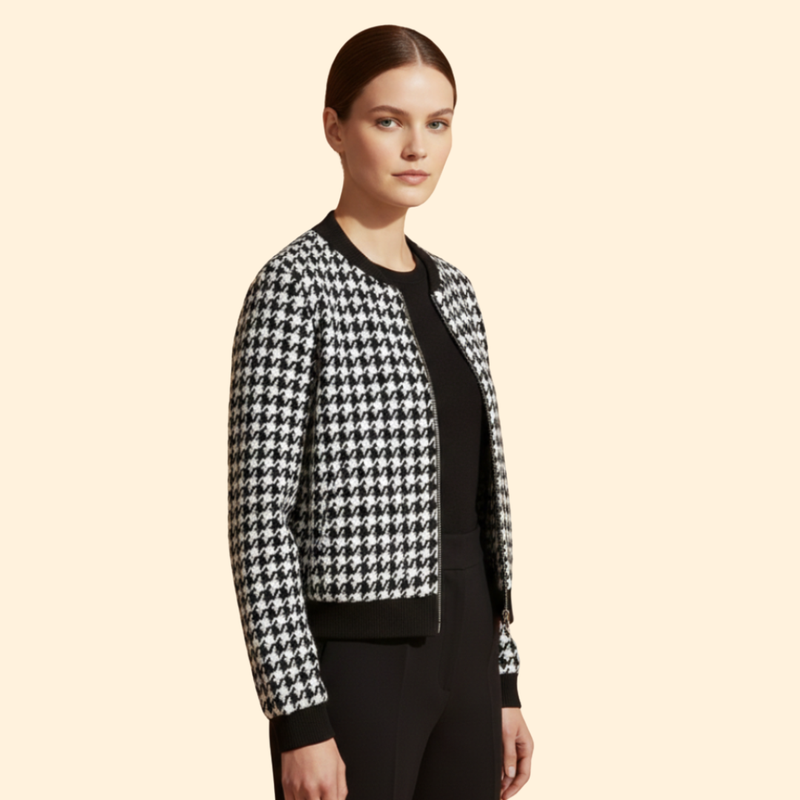 Women's Houndstooth Bomber Jacket