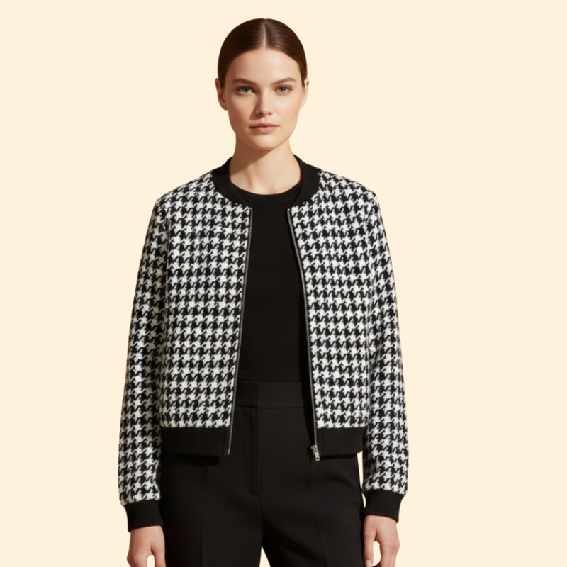 Women's Houndstooth Bomber Jacket