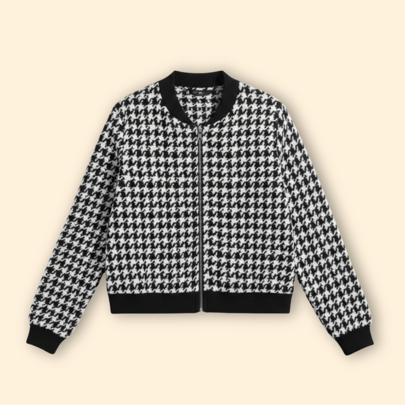 Women's Houndstooth Bomber Jacket