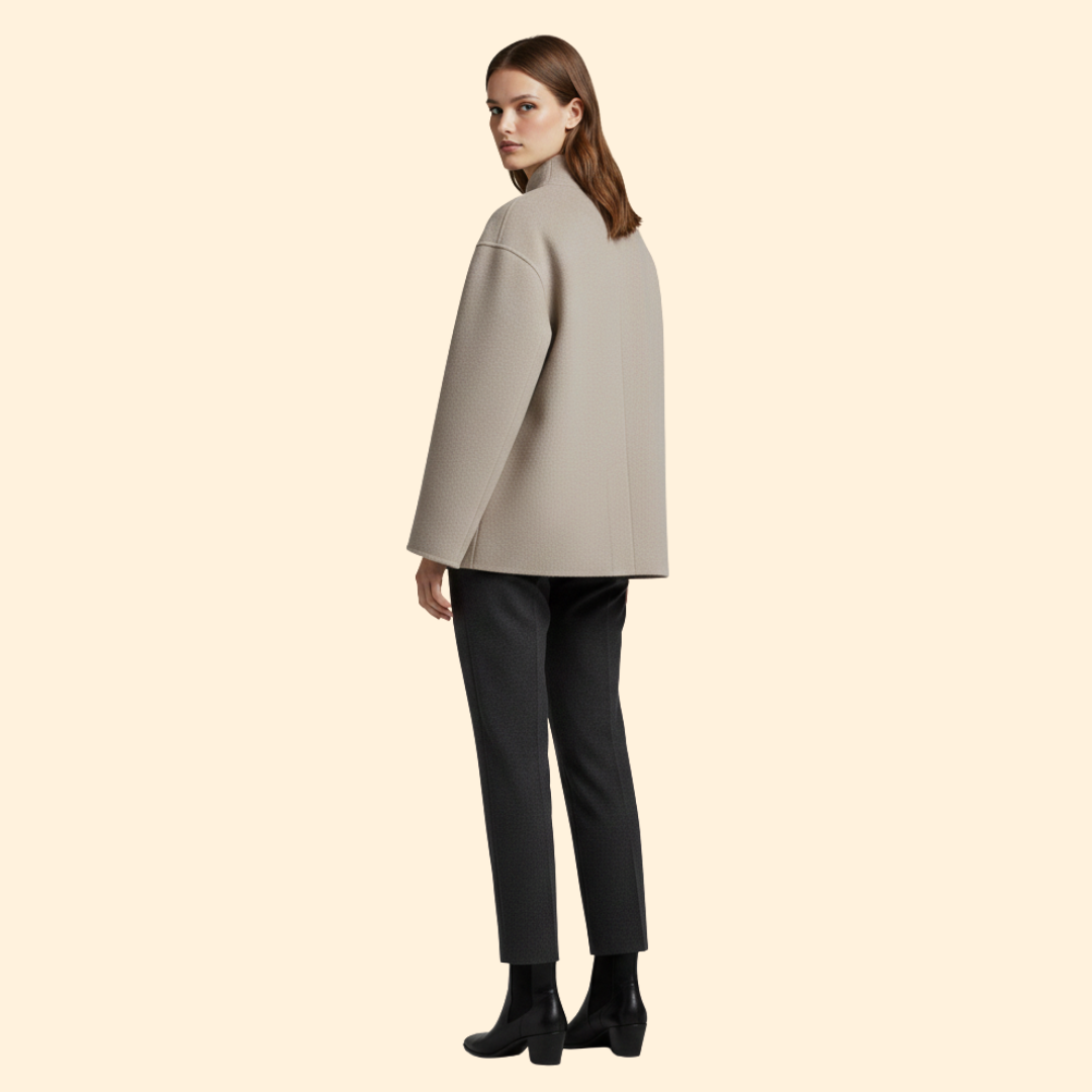 Women’s Double-Breasted Jacket with High Collar