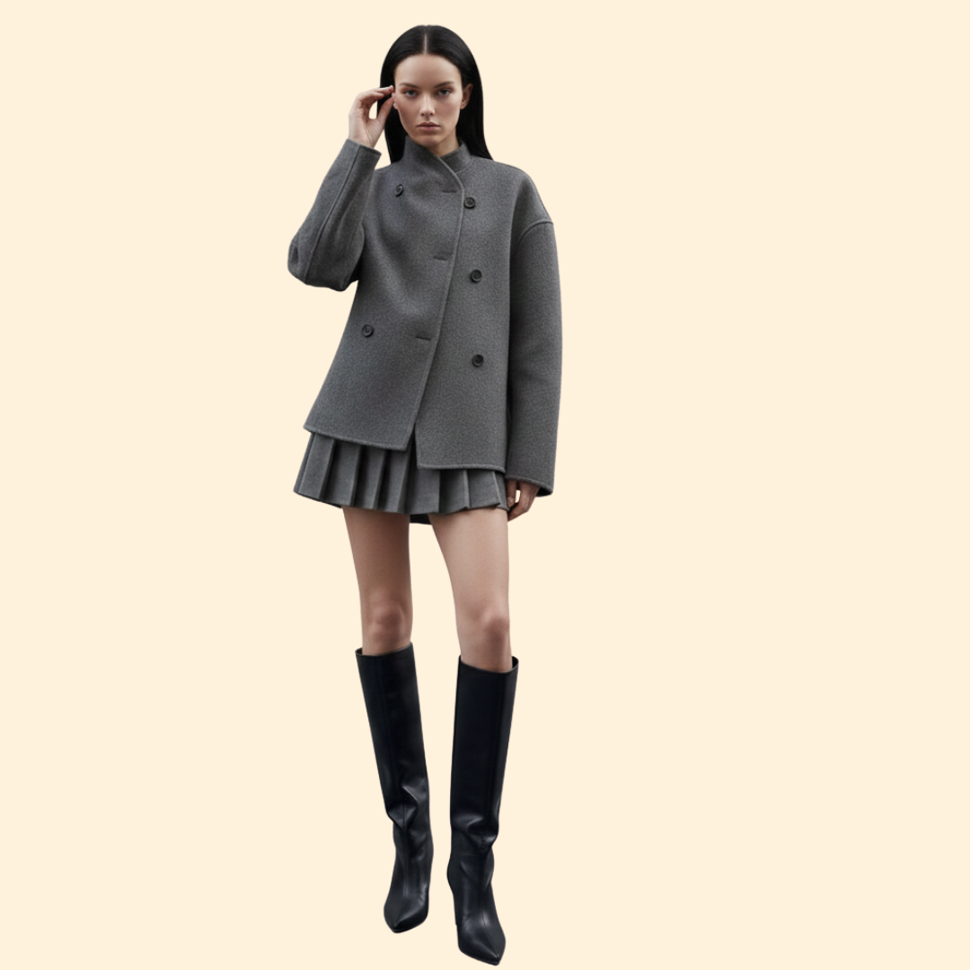 Women’s Double-Breasted Jacket with High Collar