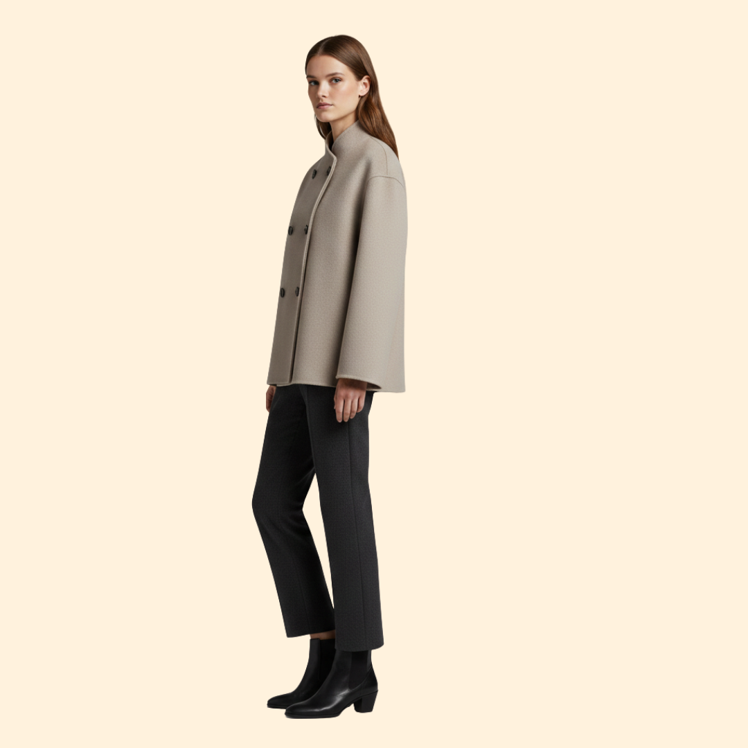 Women’s Double-Breasted Jacket with High Collar