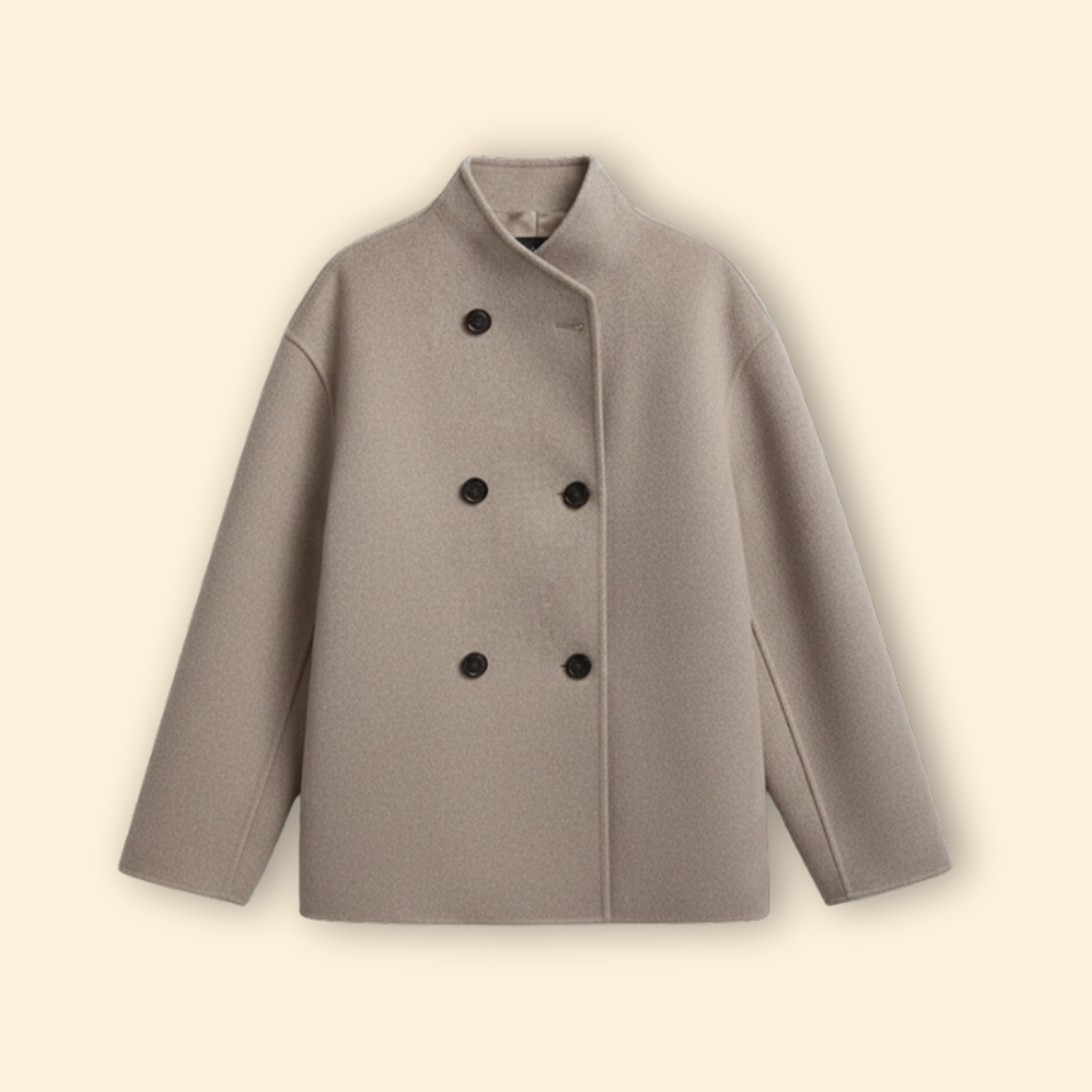 Women’s Double-Breasted Jacket with High Collar