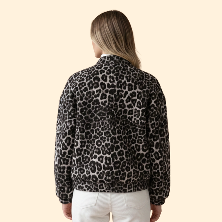 Women’s Bomber Jacket with Leopard Print