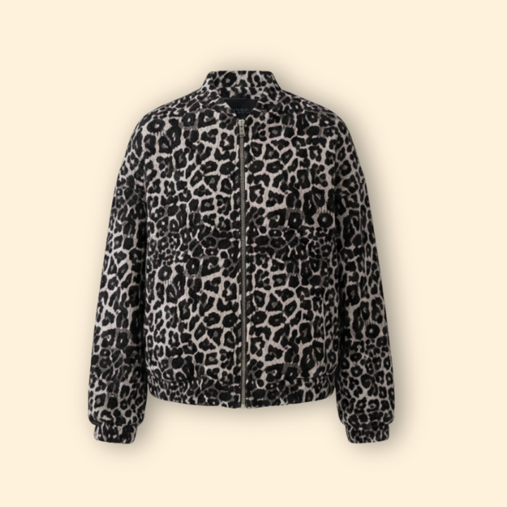 Women’s Bomber Jacket with Leopard Print