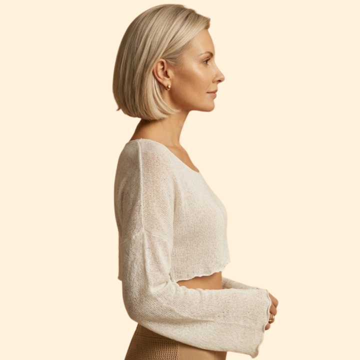 Women’s Long Sleeve Crop Top with Unique Design