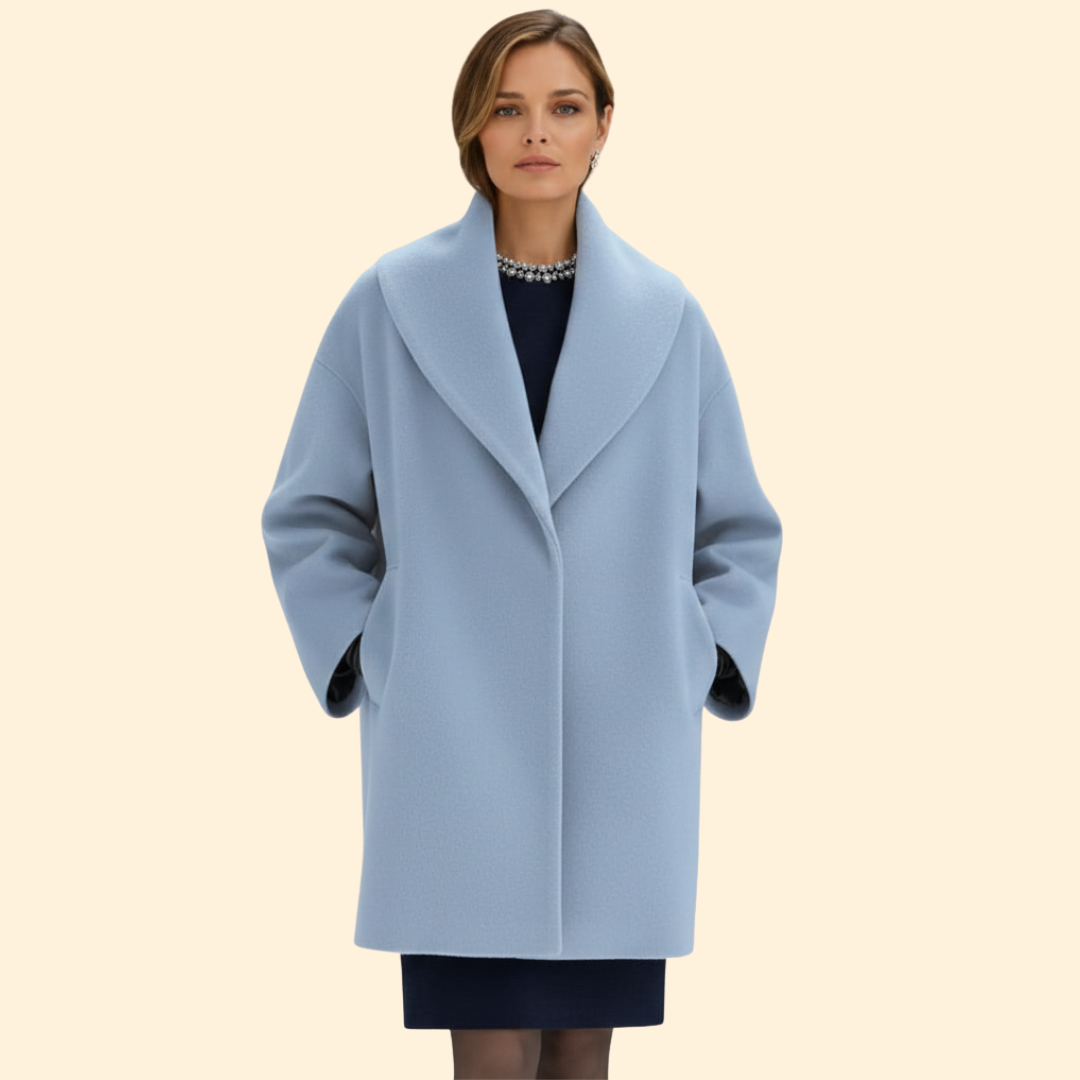 Women’s Mid-Length Coat with Wide Collar
