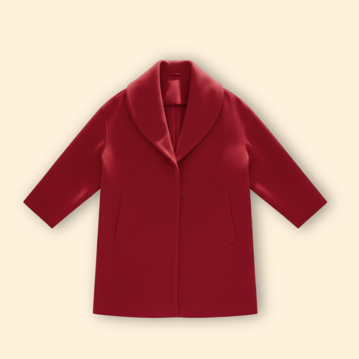 Women’s Mid-Length Coat with Wide Collar