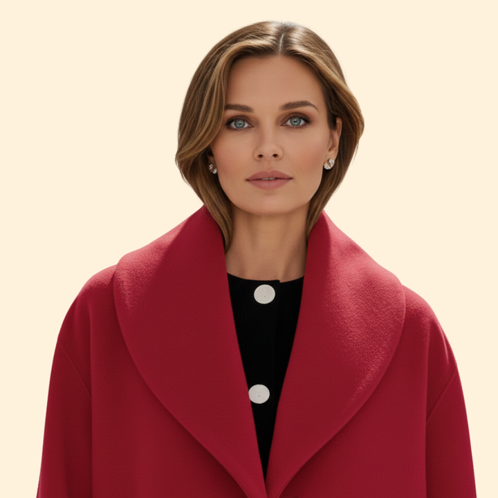 Women’s Mid-Length Coat with Wide Collar