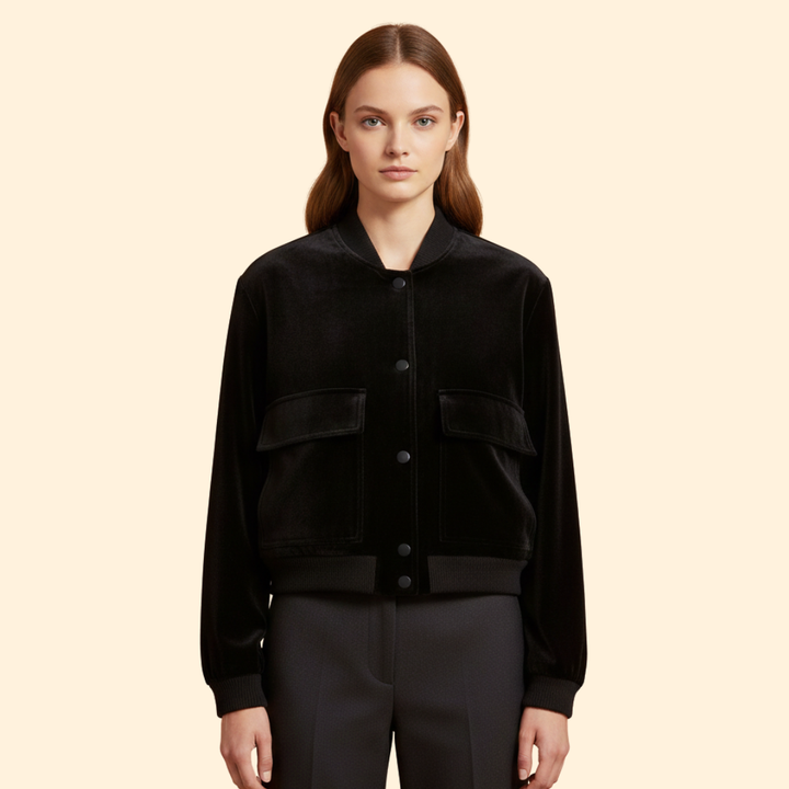 Women’s Bomber Jacket with Front Flap Pockets