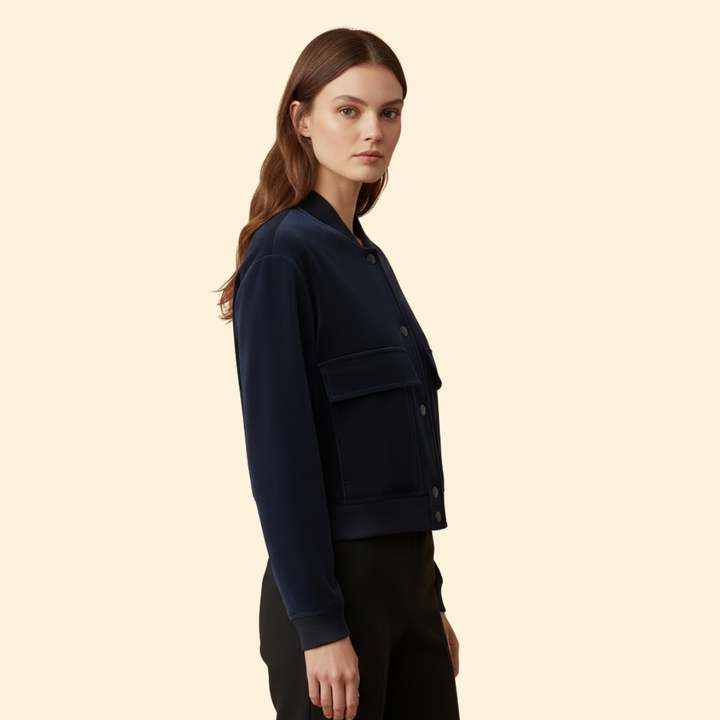 Women’s Bomber Jacket with Front Flap Pockets
