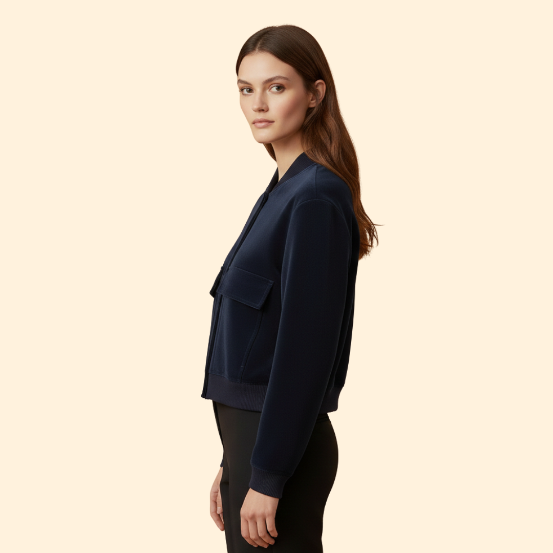 Women’s Bomber Jacket with Front Flap Pockets