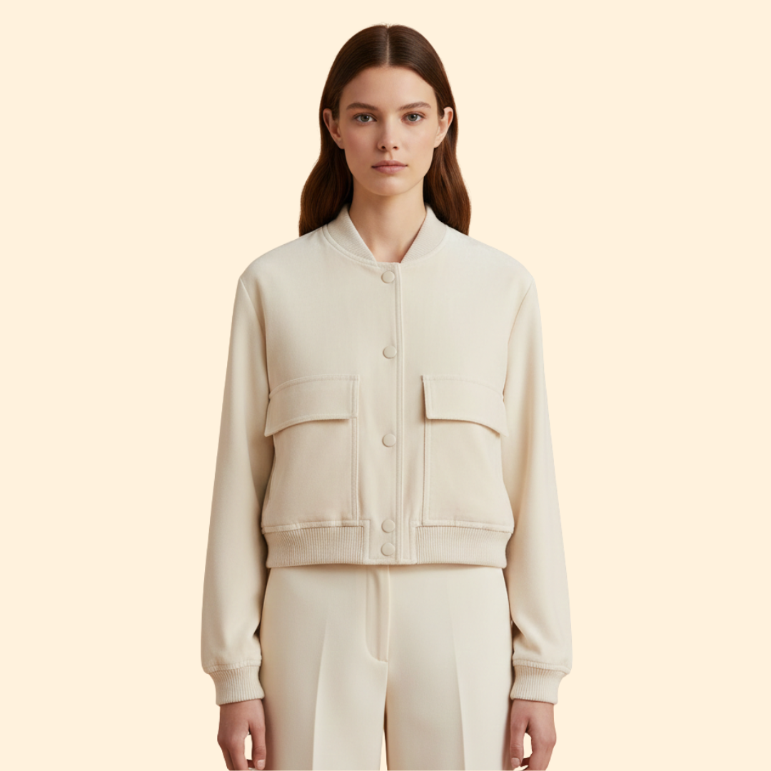 Women’s Bomber Jacket with Front Flap Pockets