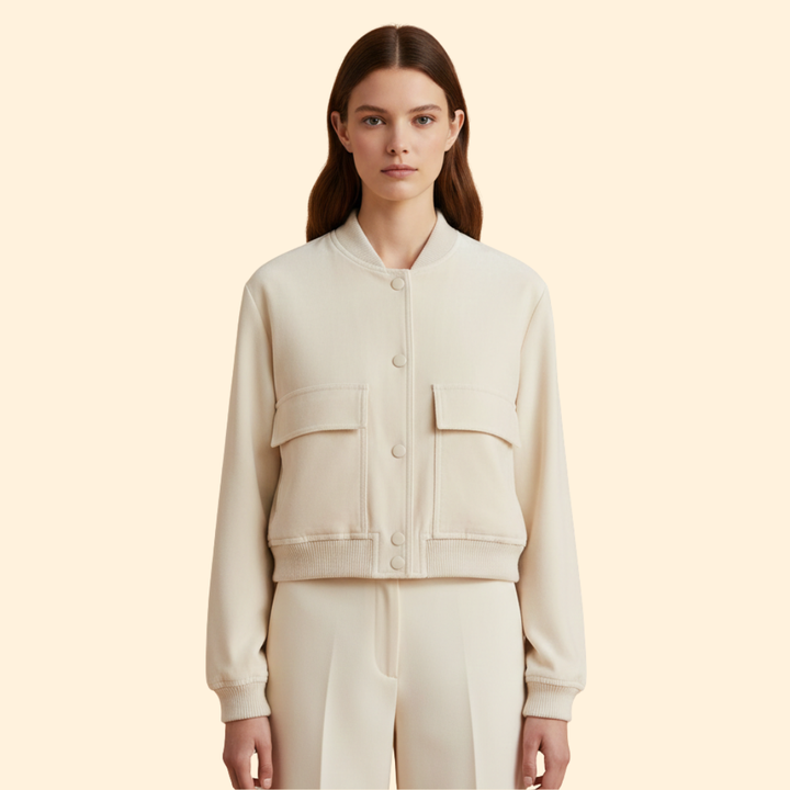 Women’s Bomber Jacket with Front Flap Pockets