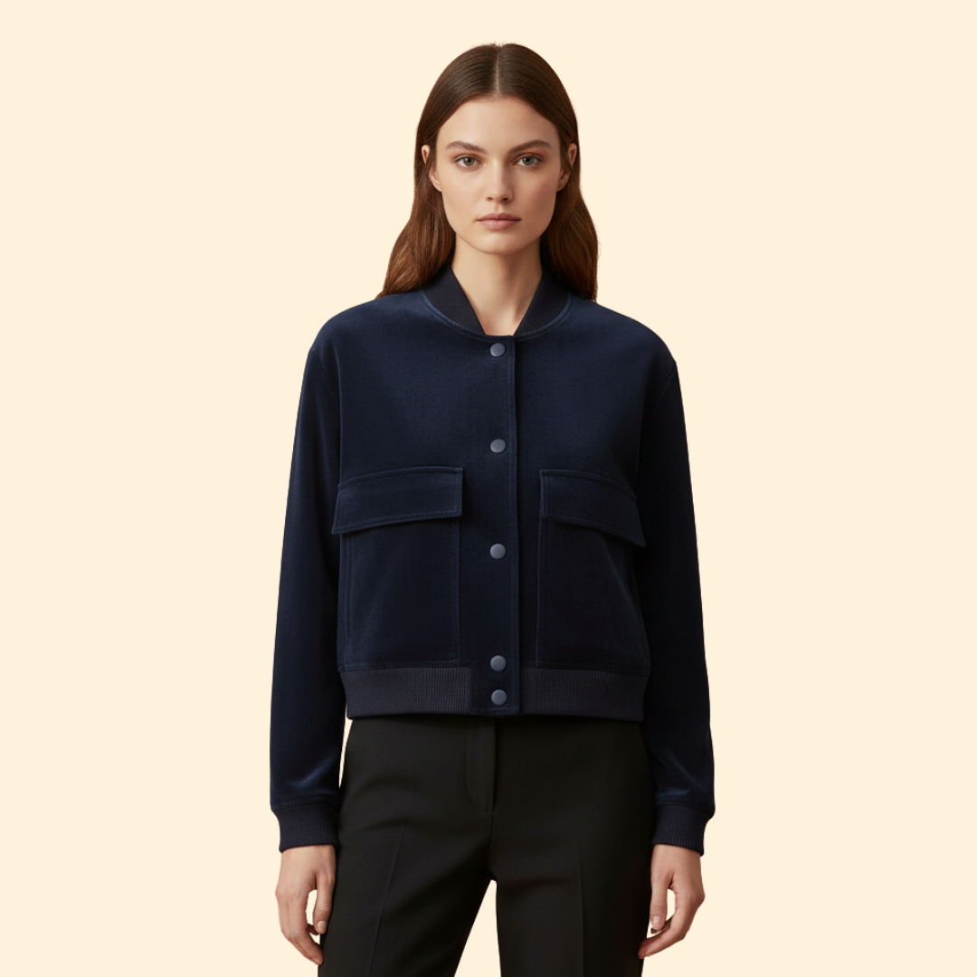 Women’s Bomber Jacket with Front Flap Pockets