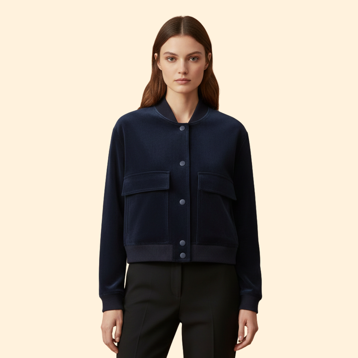 Women’s Bomber Jacket with Front Flap Pockets