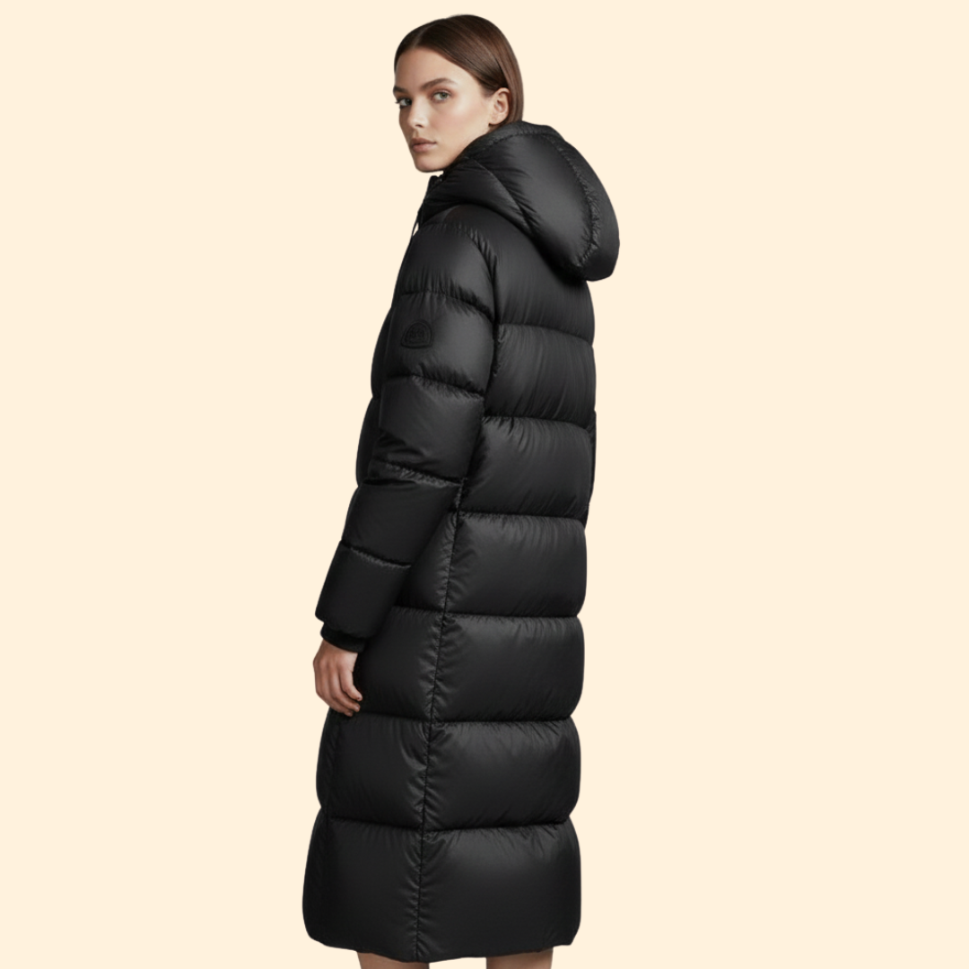 Women’s Long Puffer Coat with Hooded Design