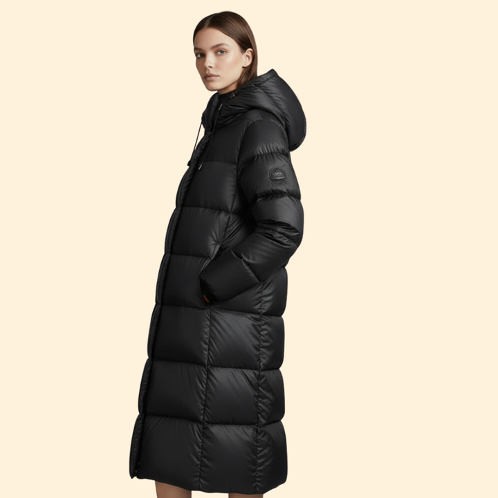 Women’s Long Puffer Coat with Hooded Design