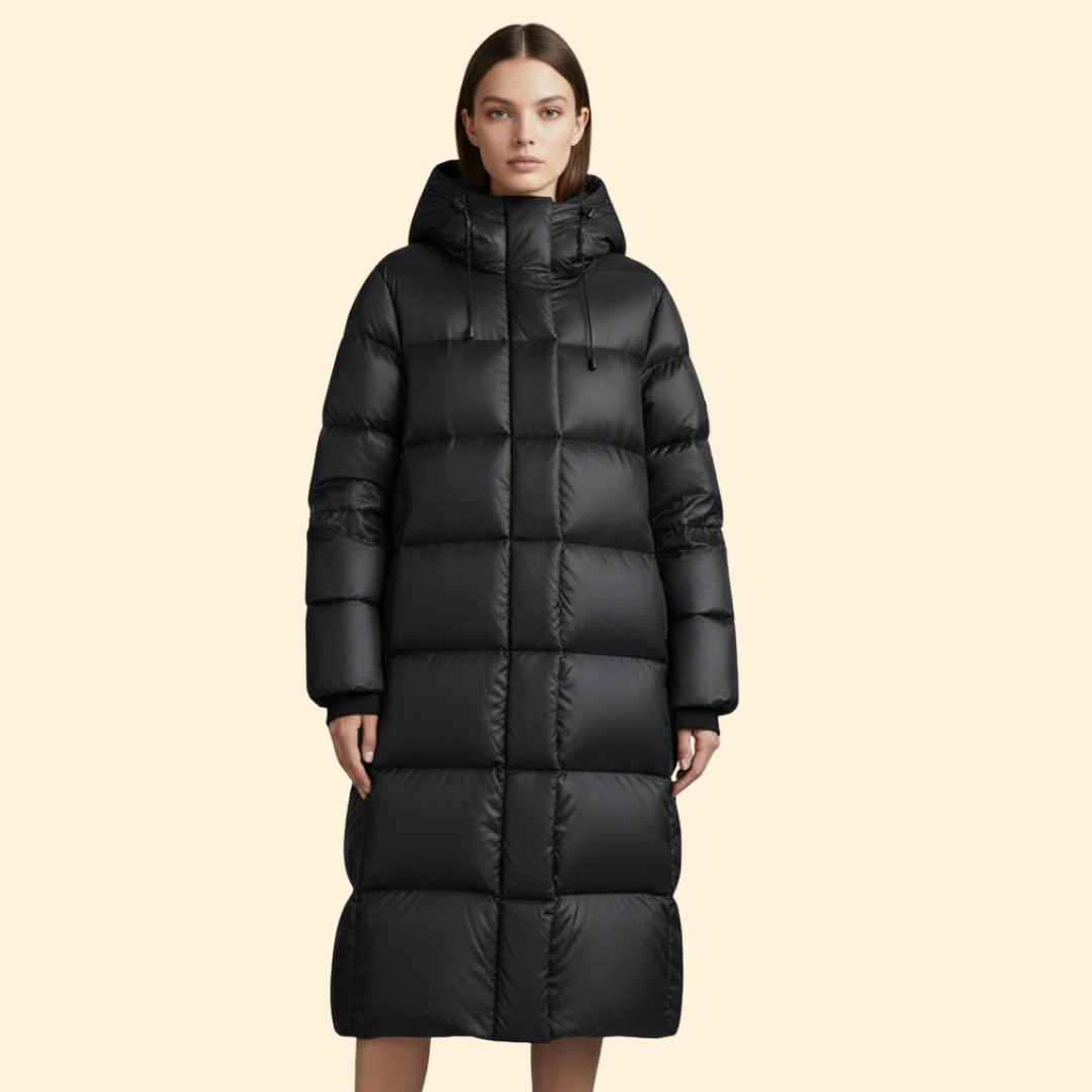 Women’s Long Puffer Coat with Hooded Design