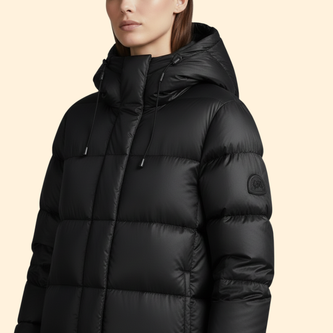 Women’s Long Puffer Coat with Hooded Design