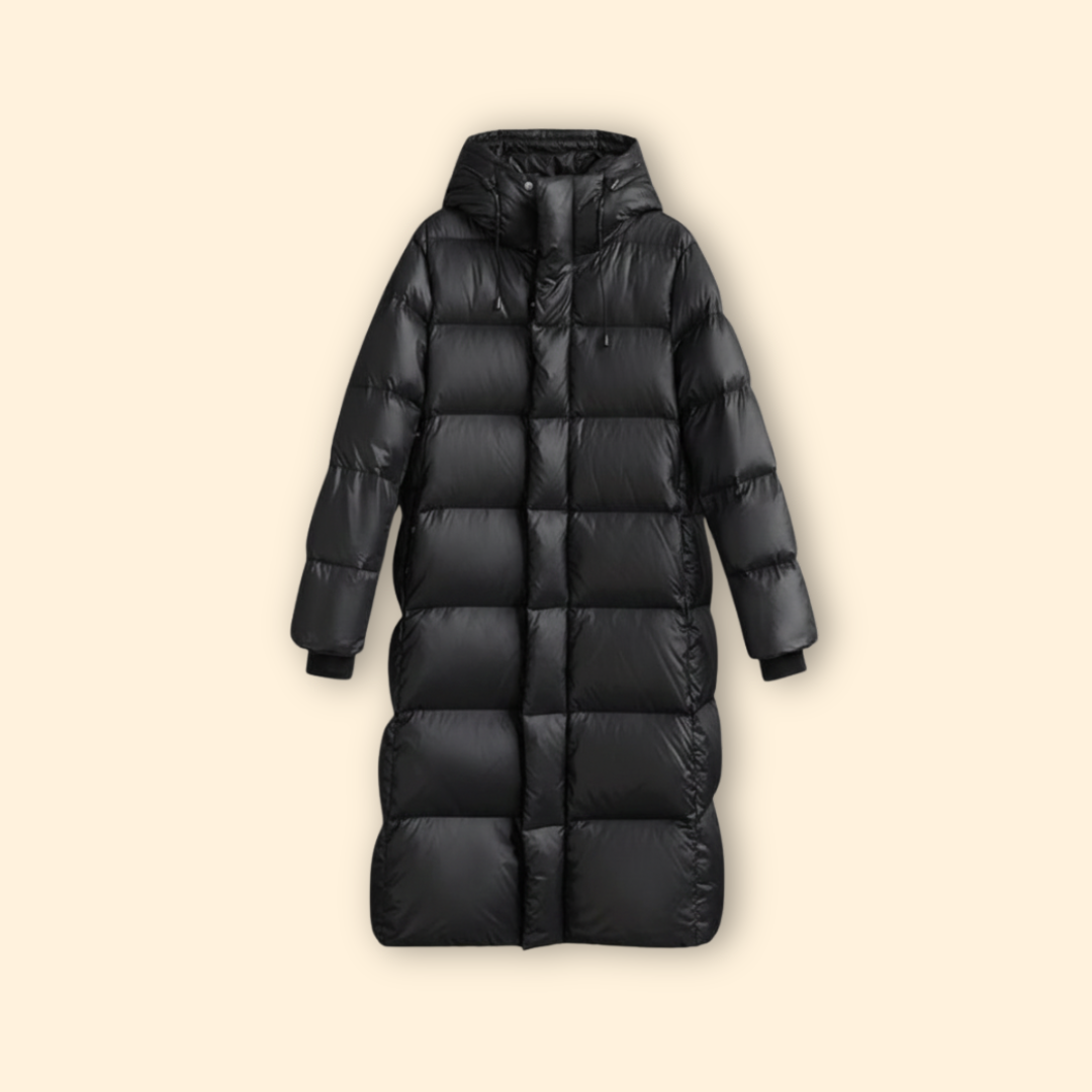 Women’s Long Puffer Coat with Hooded Design