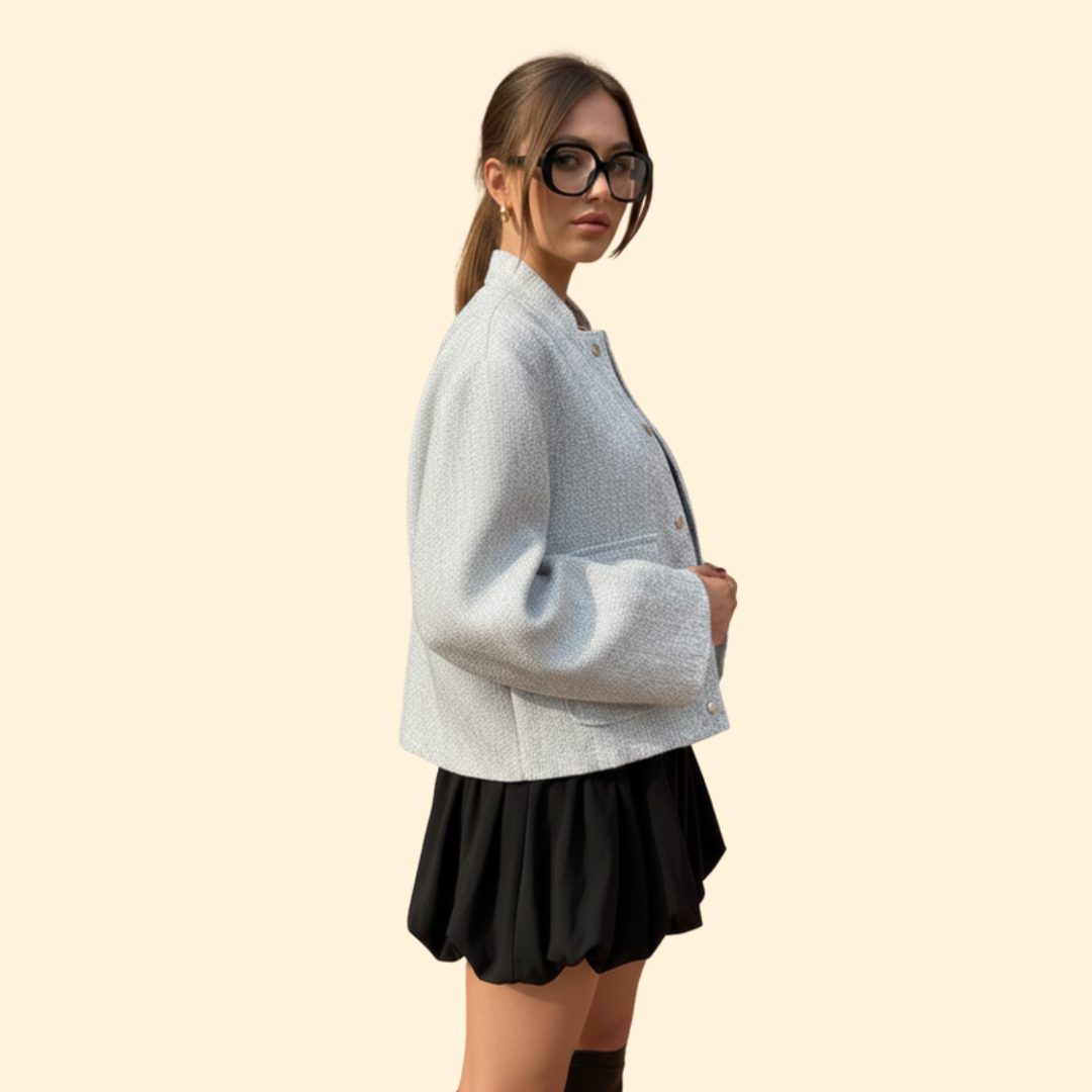Women’s Bomber Jacket with Front Snap Buttons