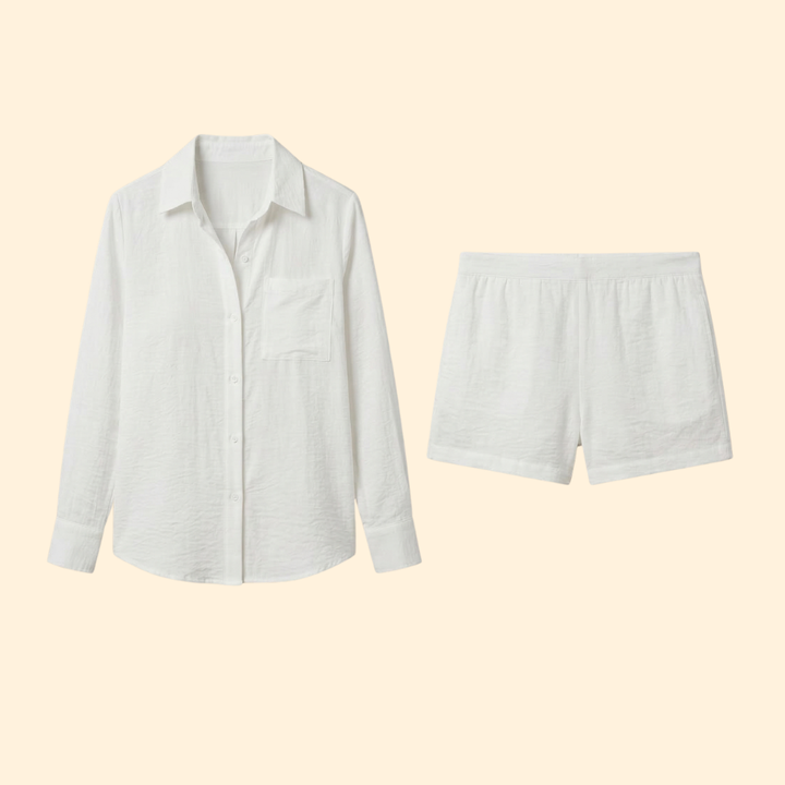 Women’s Shirt and Shorts Set with Button Detail