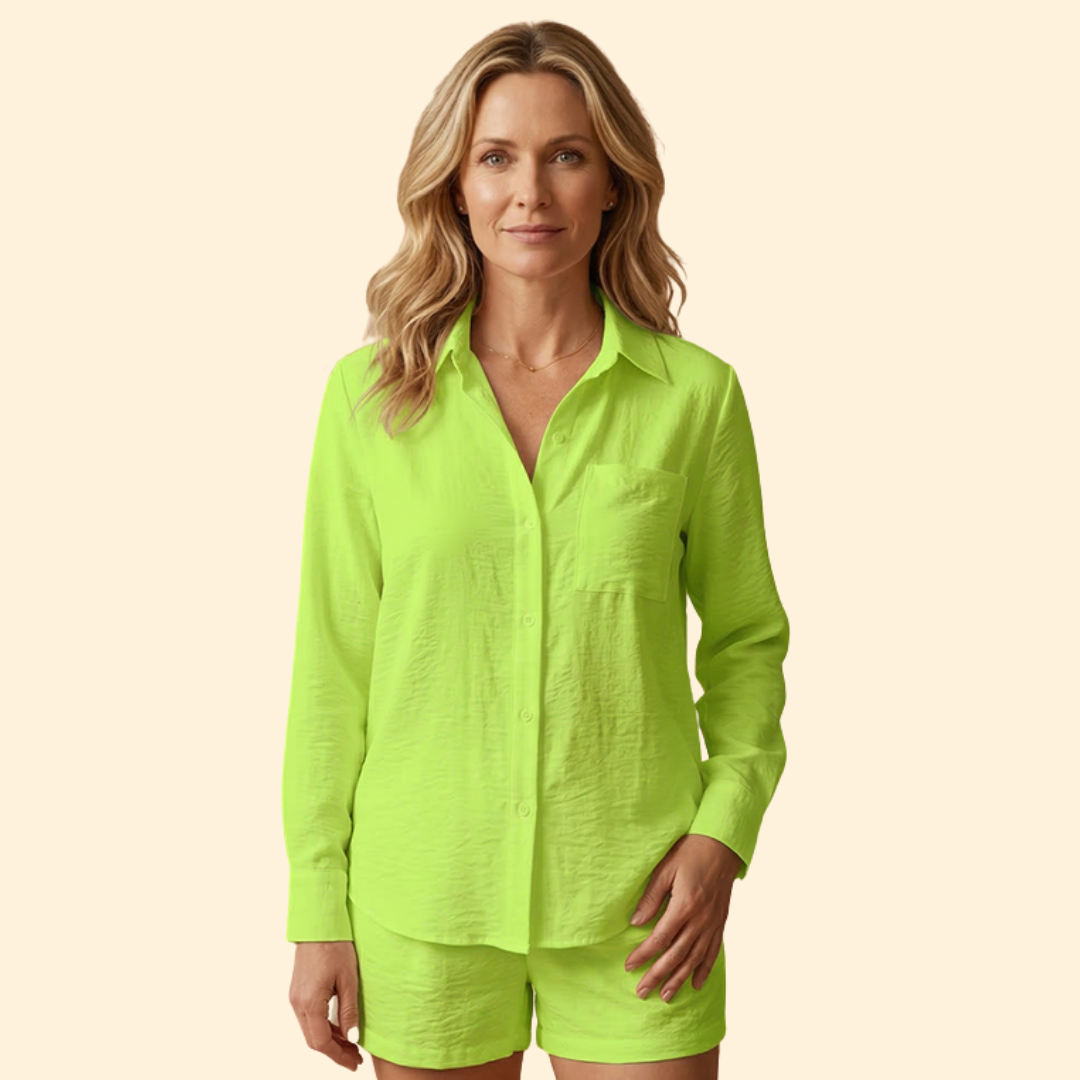 Women’s Shirt and Shorts Set with Button Detail