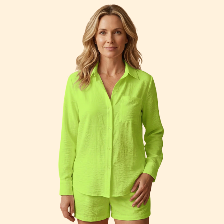 Women’s Shirt and Shorts Set with Button Detail