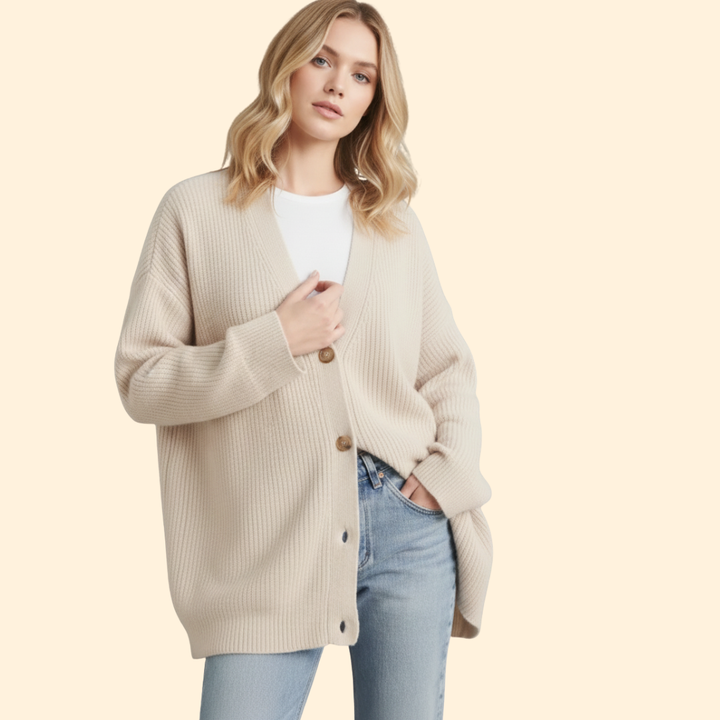 Women’s Ribbed Cardigan with Long Sleeves