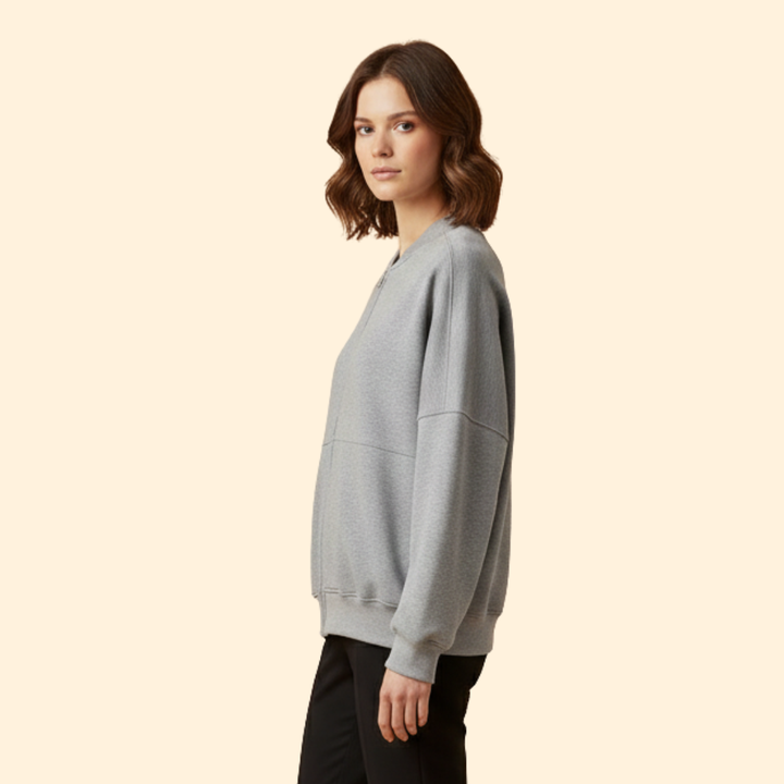 Women’s Bomber Jacket with Front Zipper