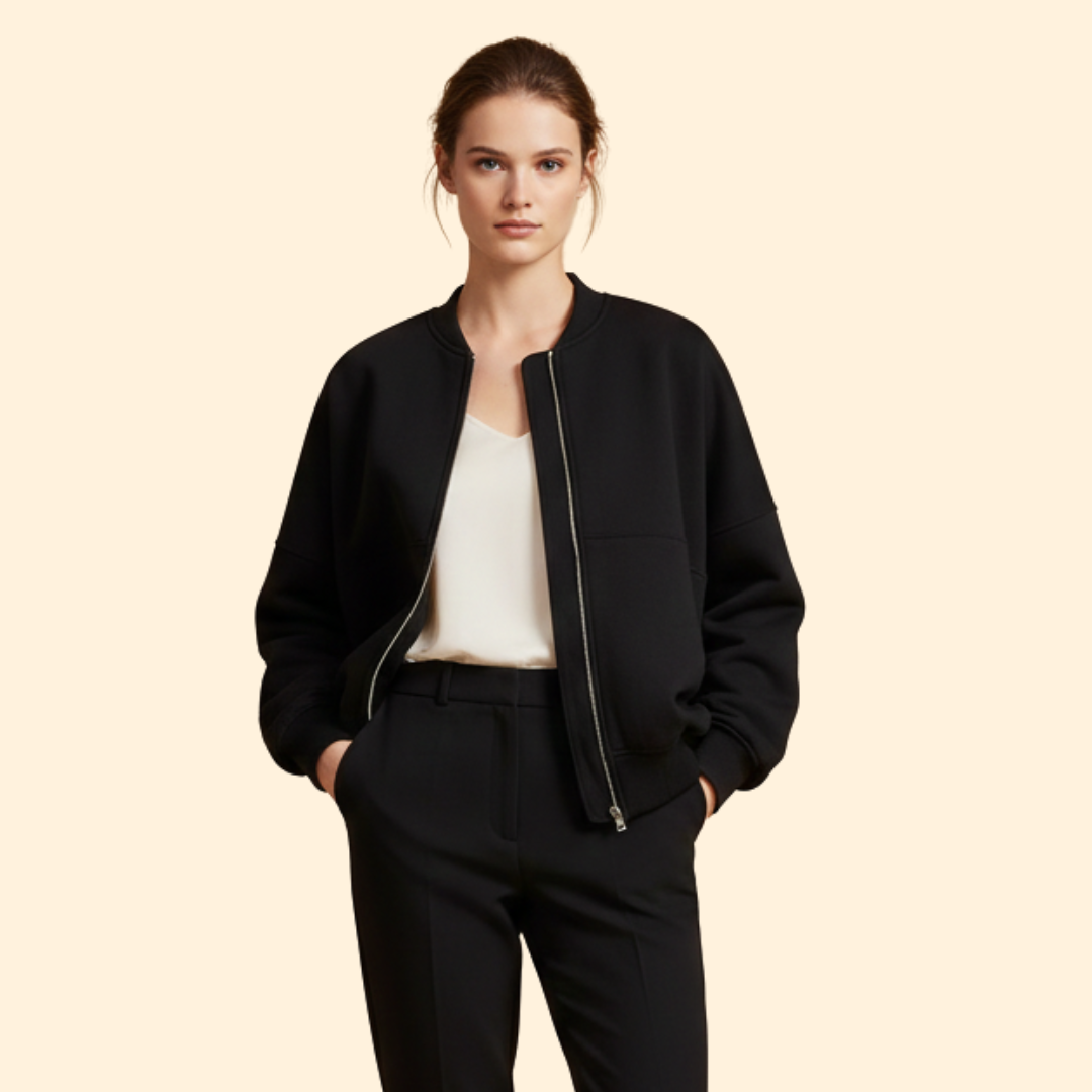 Women’s Bomber Jacket with Front Zipper