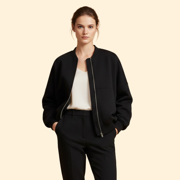 Women’s Bomber Jacket with Front Zipper