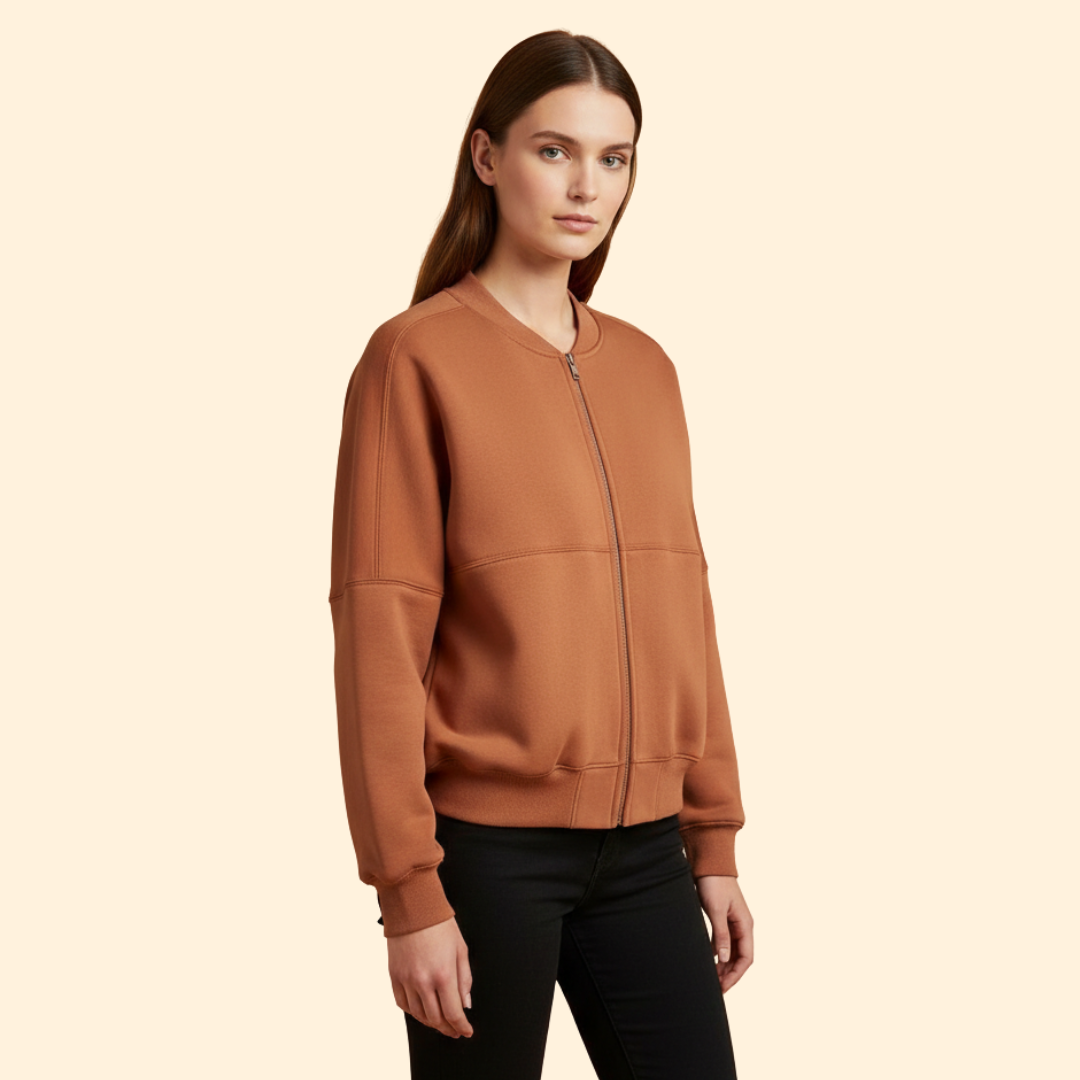 Women’s Bomber Jacket with Front Zipper
