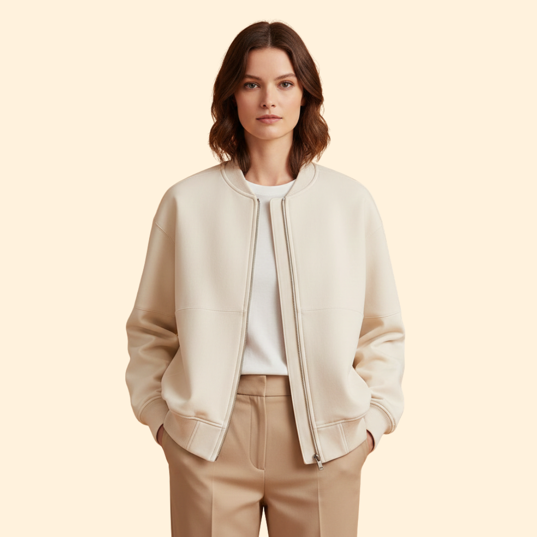 Women’s Bomber Jacket with Front Zipper