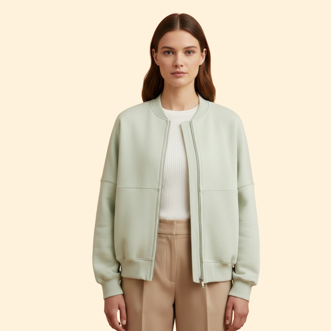 Women’s Bomber Jacket with Front Zipper