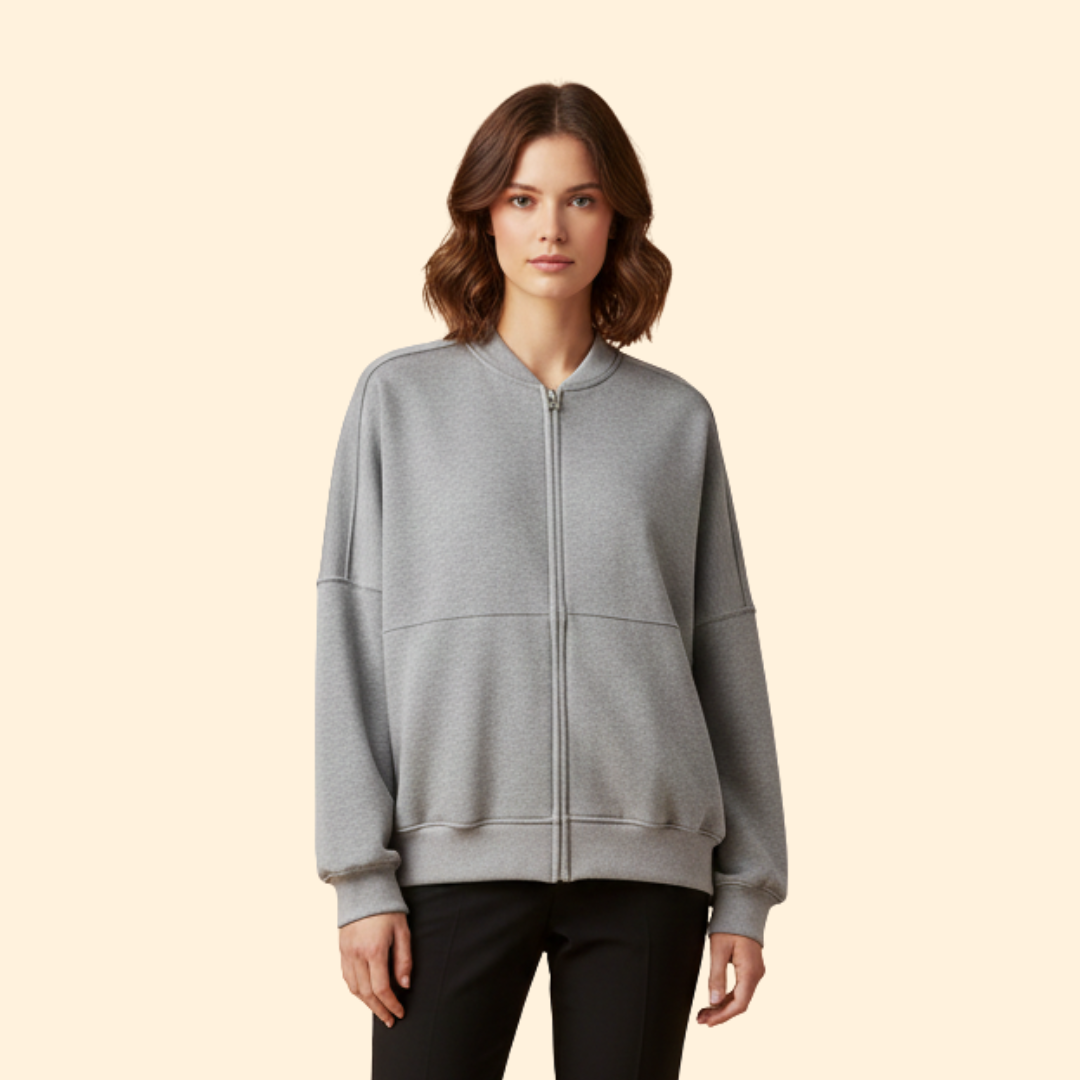 Women’s Bomber Jacket with Front Zipper