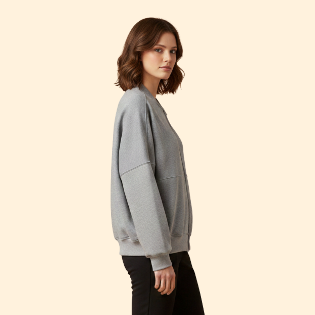 Women’s Bomber Jacket with Front Zipper