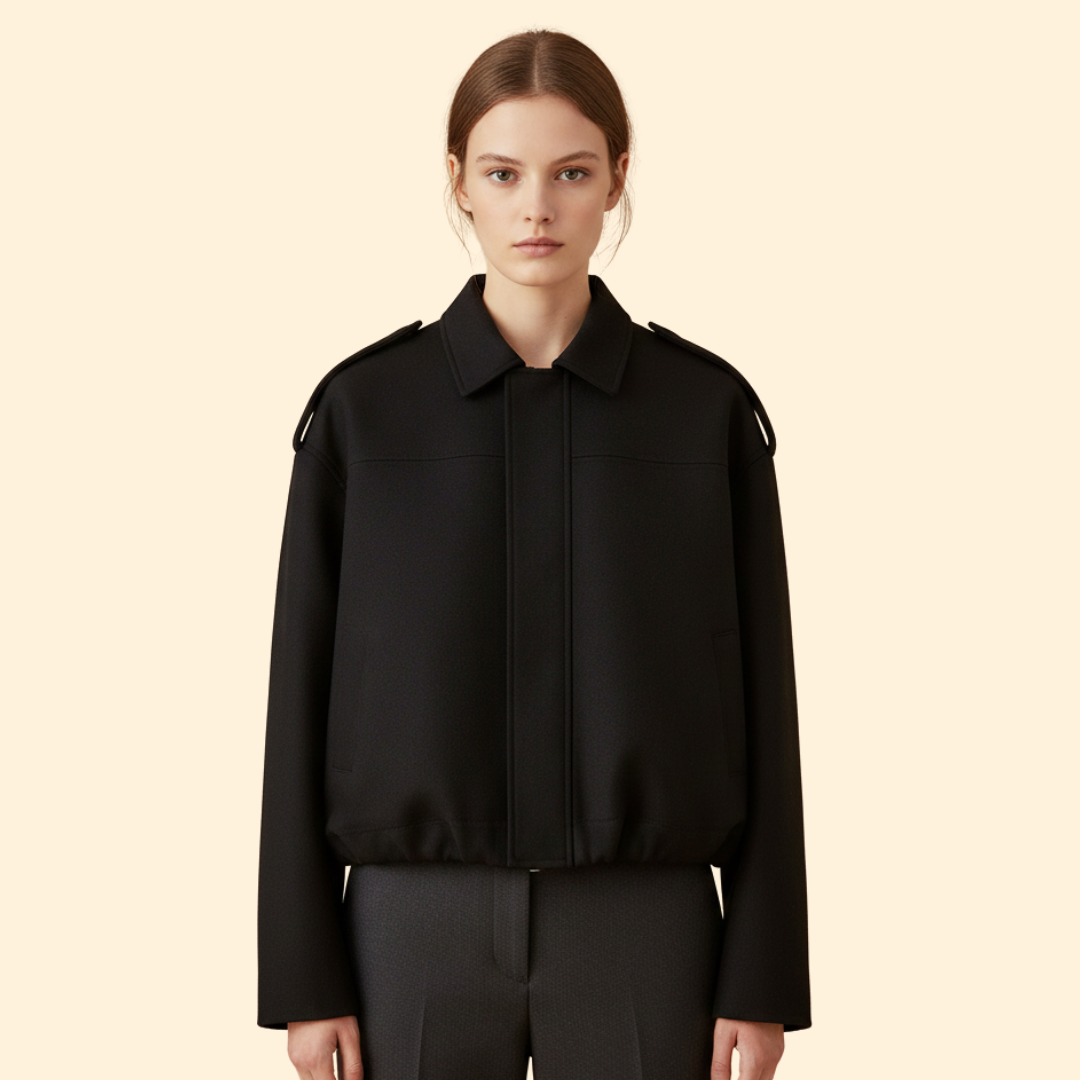 Women’s Suede Bomber Jacket with Long Sleeves