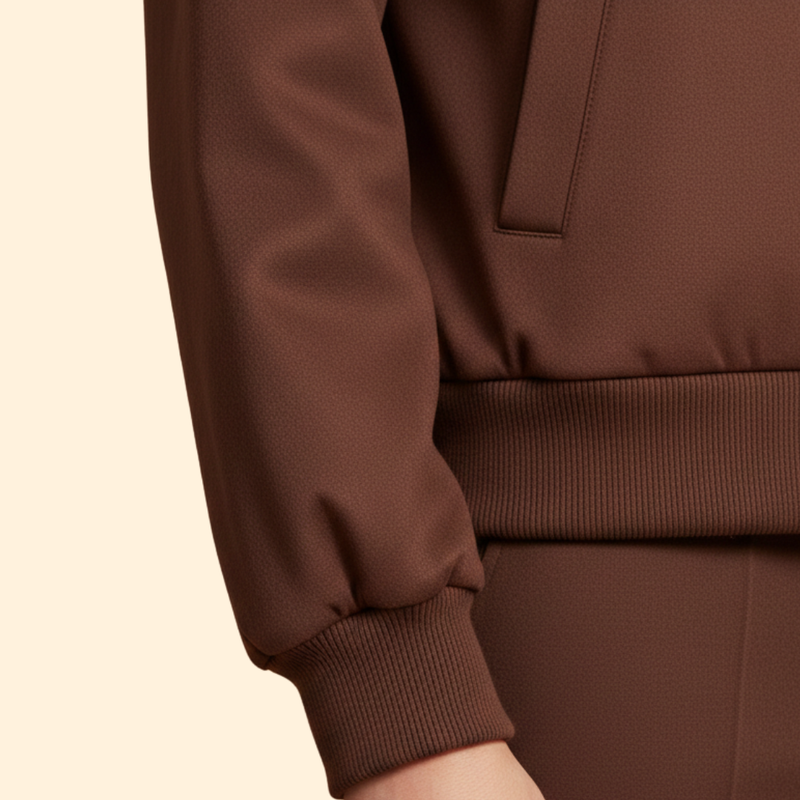 Women's Suede Bomber Jacket with Zipper Pockets