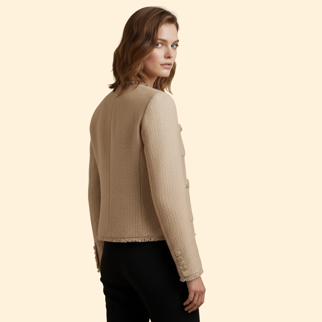 Women’s Collarless Jacket with Front Buttons