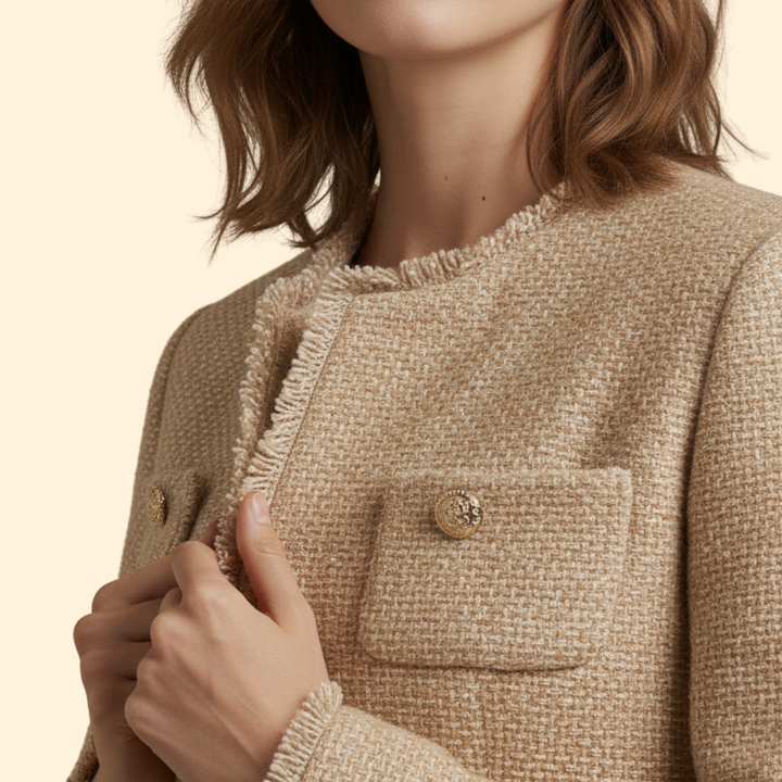 Women’s Collarless Jacket with Front Buttons